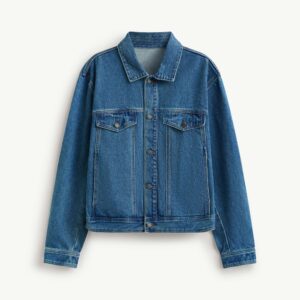 Men's Denim Jacket with ROUTINE Fabric Label, Loose Fit
