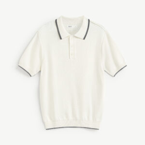 Men's Short-Sleeve Fitted Knitted Wool Polo Shirt