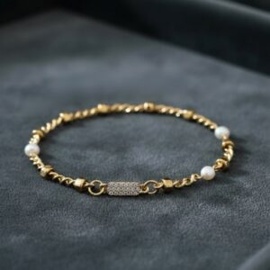 Handmade 18k Gold Plated Cubic Zirconia Freshwater Pearls (PC:278)