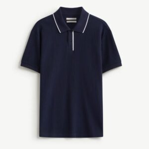 Men's Short-Sleeve Knitted Polo Shirt with Collar, Fitted Fit