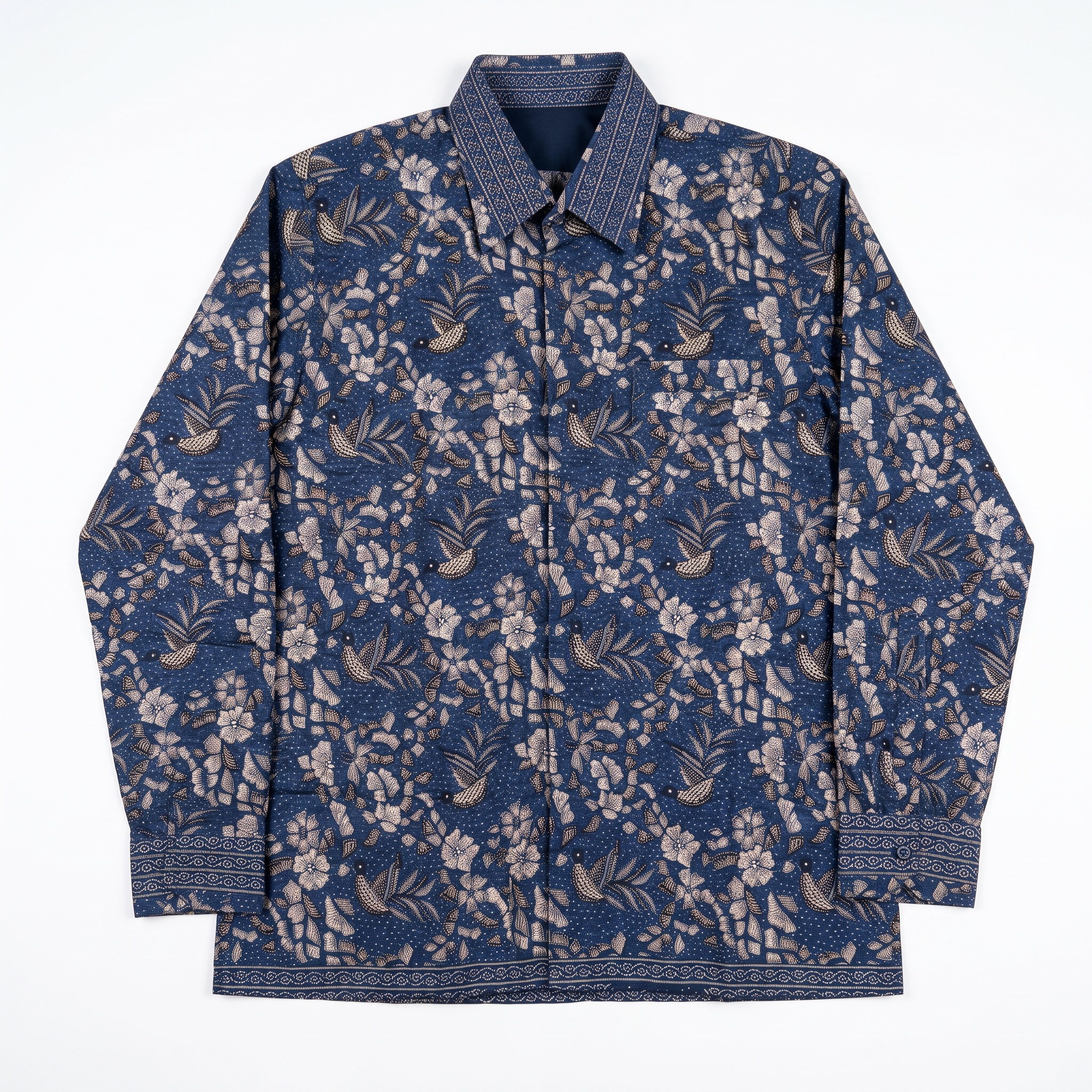 Men's Batik Blue Flower Modern Fit Dobby Fabric (PC:500)