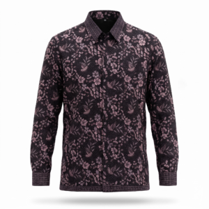 Men's Batik Purple Flower Modern Fit Dobby Fabric (PC:502)