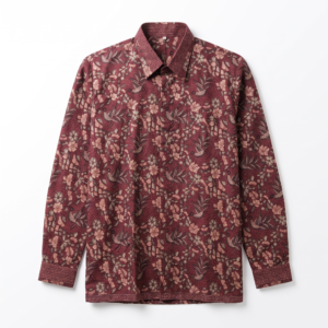 Men's Batik Maroon Flower Modern Fit Cotton Fabric (PC: 504)