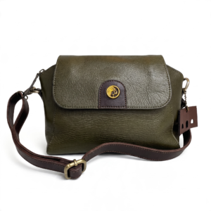 100% Leather Handbag in Olive Green