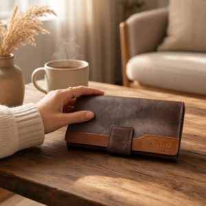 100% Leather Snap Button Purse